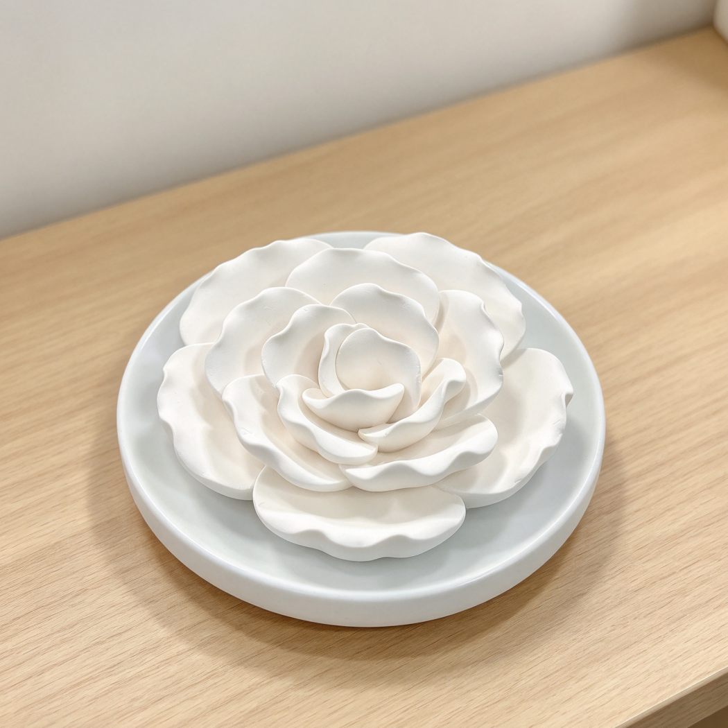 White Hibiscus Ceramic Passive Essential Oil Diffuser - Image 2