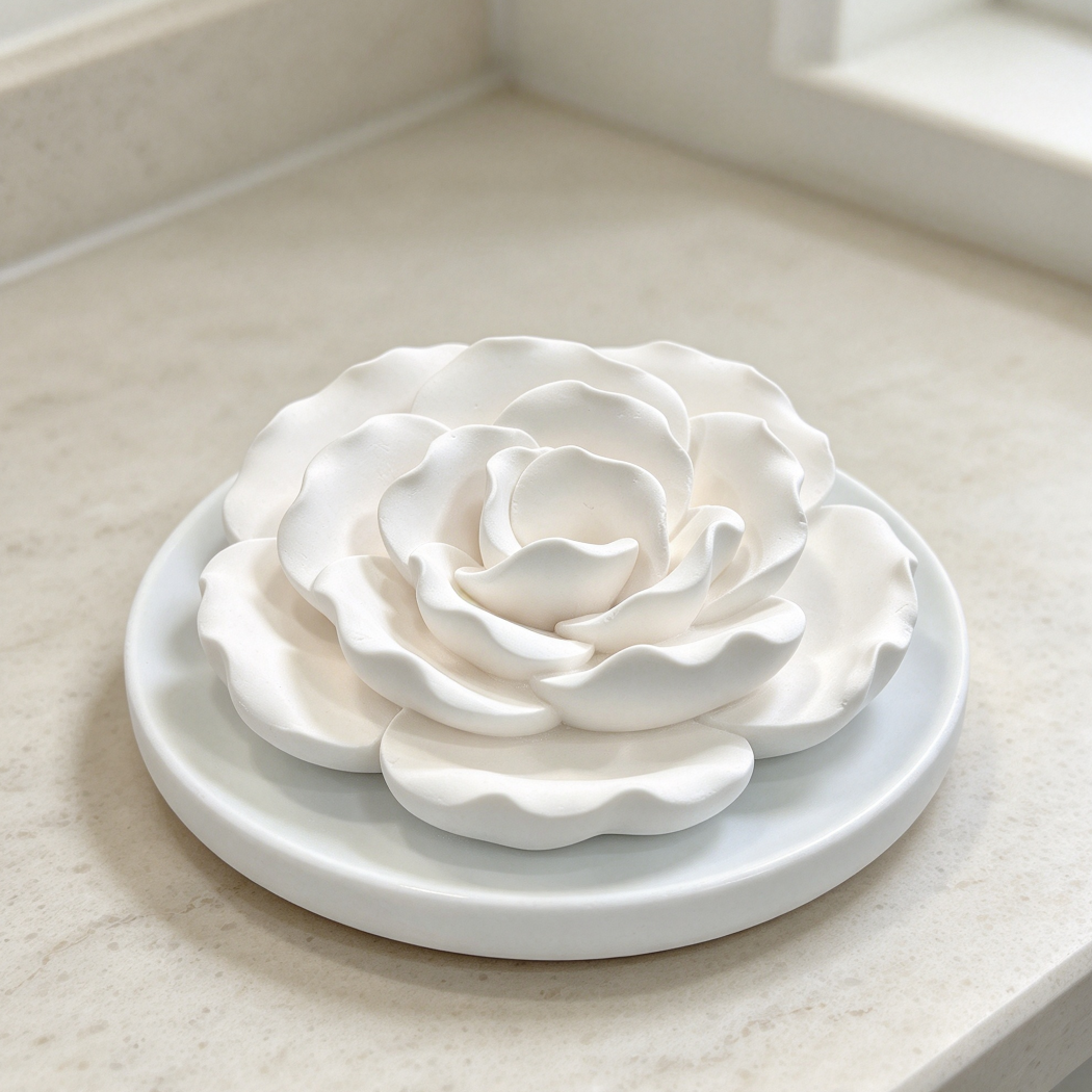 White Hibiscus Ceramic Passive Essential Oil Diffuser