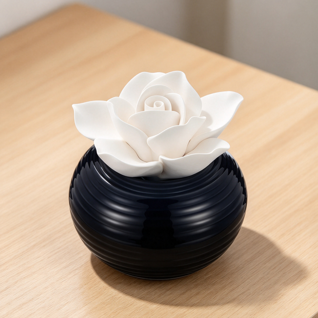 2-Piece Camellia Ceramic Passive Oil Diffuser - Image 2