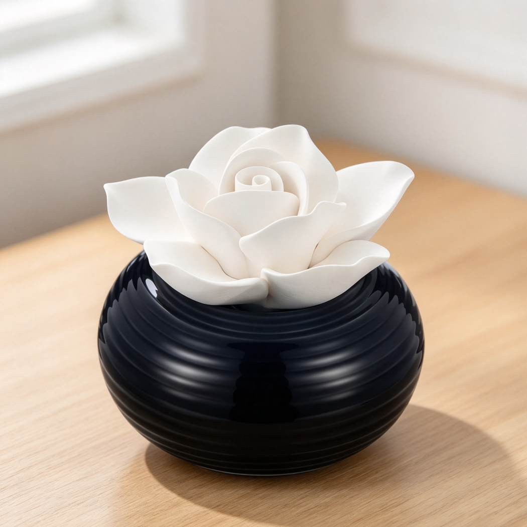 2-Piece Camellia Ceramic Passive Oil Diffuser