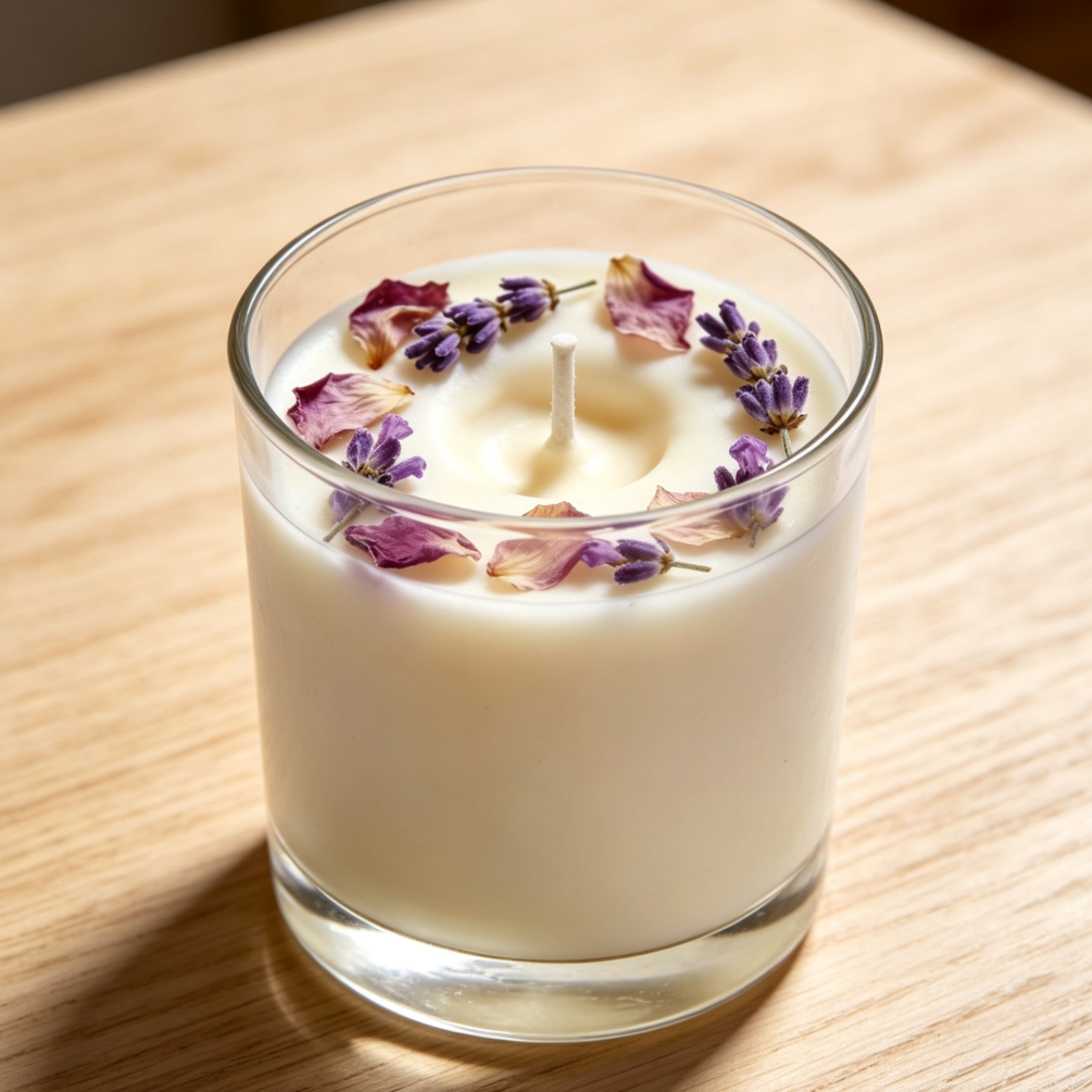Dried Flower Soy Wax Glass Candle - Image 2