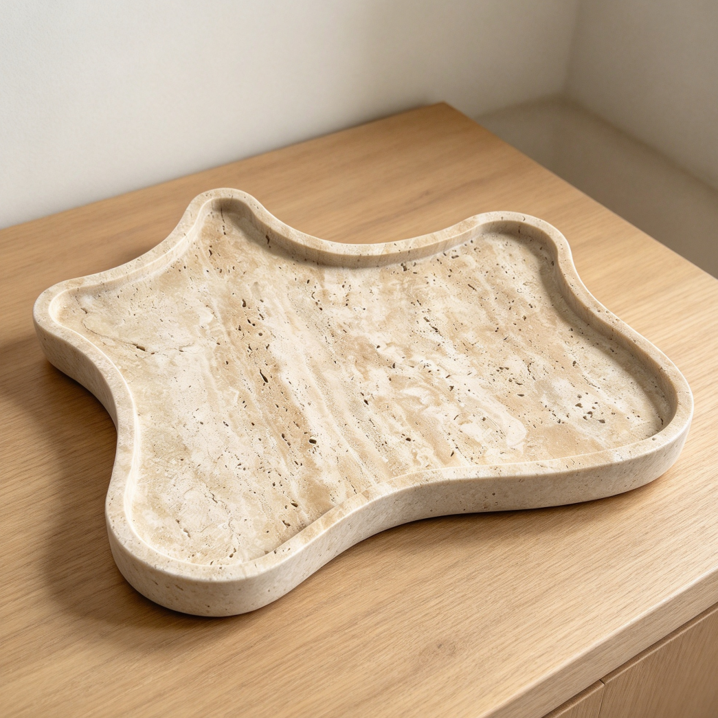 Large Irregular Natural Travertine Serving Tray - Image 2