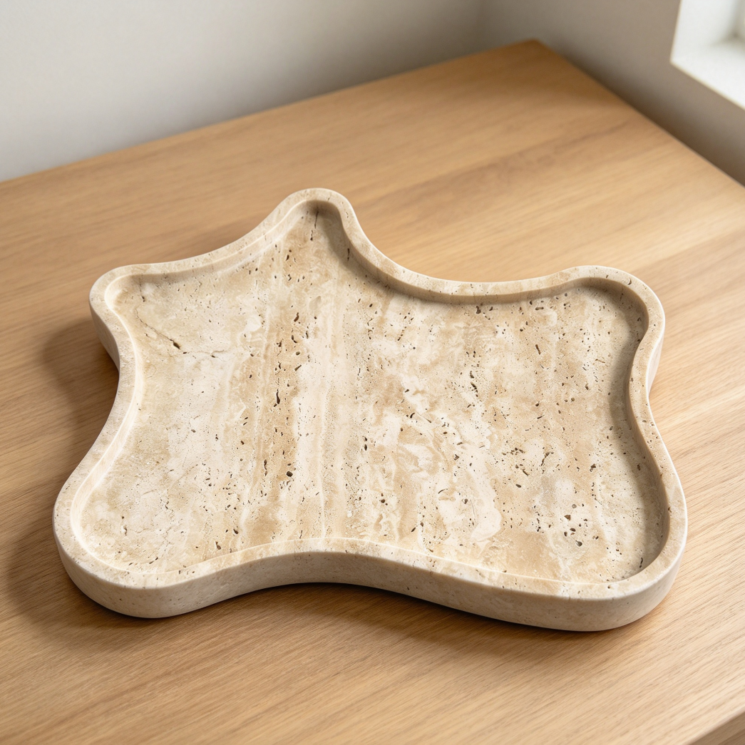 Large Irregular Natural Travertine Serving Tray