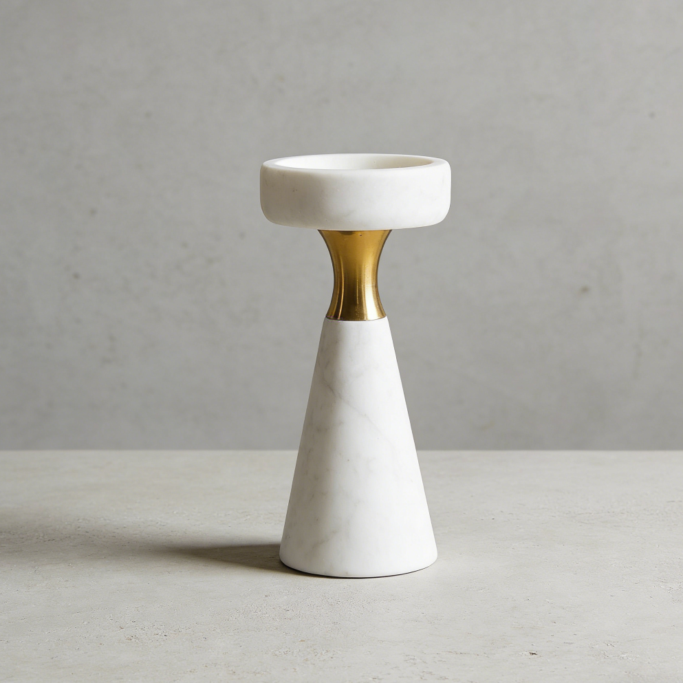 4-Piece Nordic Marble Candlestick Holders - Image 2