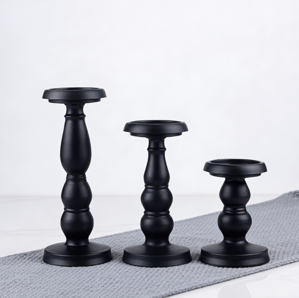 3-Piece Black Nordic Minimalist Taper Candle Holders
