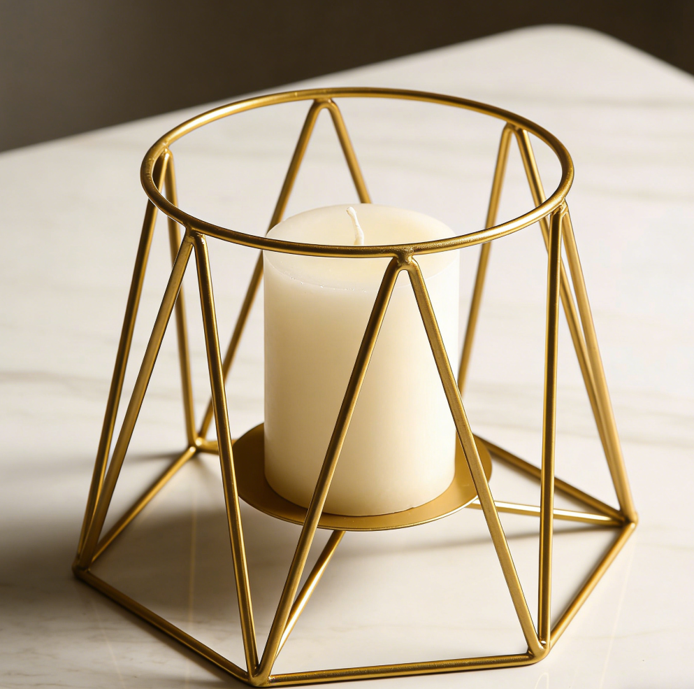 4-Piece Geometric Rounded Concave Candle Holders