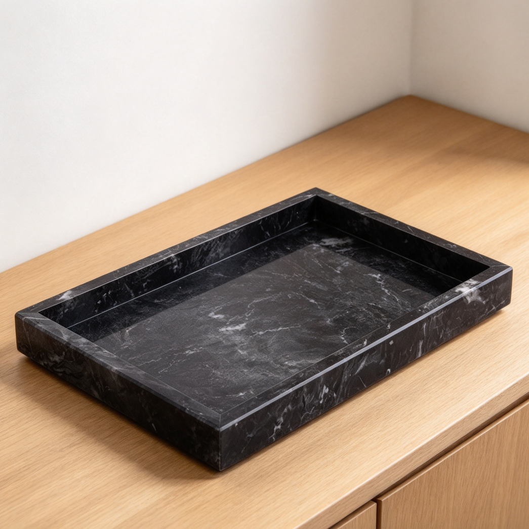 12x8 Gray Black Marble Bathroom and Vanity Tray - Image 2