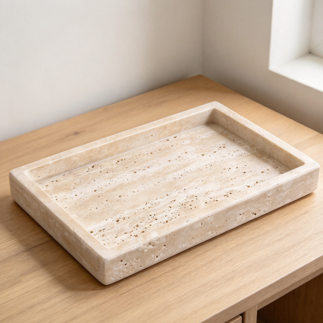 12x8 Beige Travertine Marble Bathroom and Vanity Tray - Image 2