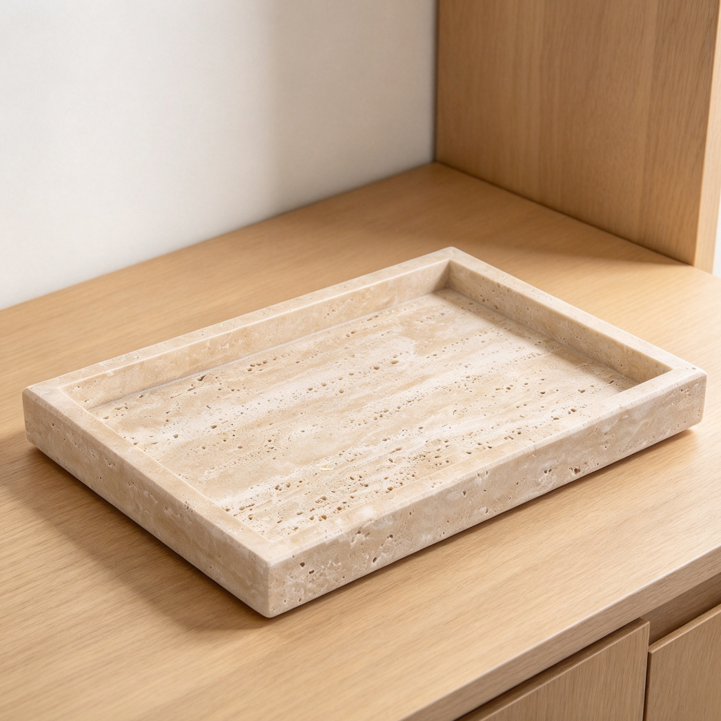 12x8 Beige Travertine Marble Bathroom and Vanity Tray