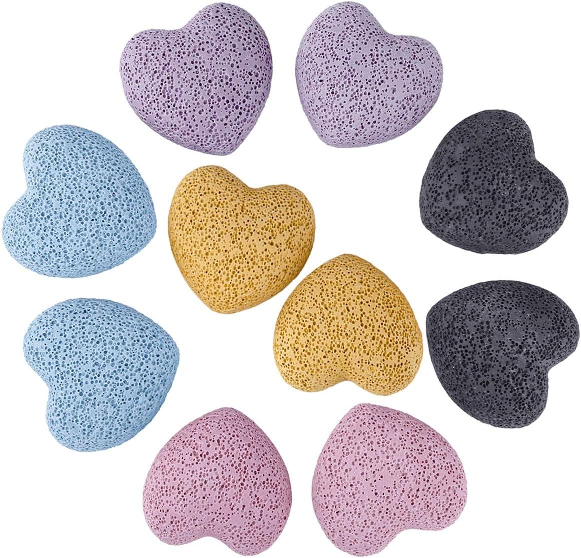 10-Piece Colorful Heart-Shaped Lava Pocket Stones